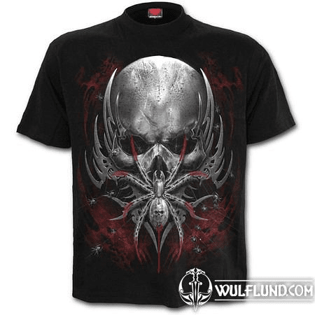 SPIDER SKULL - FRONT PRINT T-SHIRT BLACK