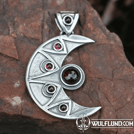 PENDENTIF LUNA, GRENAT, ARGENT 925 11G