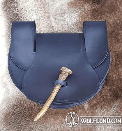 LEATHER BELT BAG WITH ANTLER, BLACK