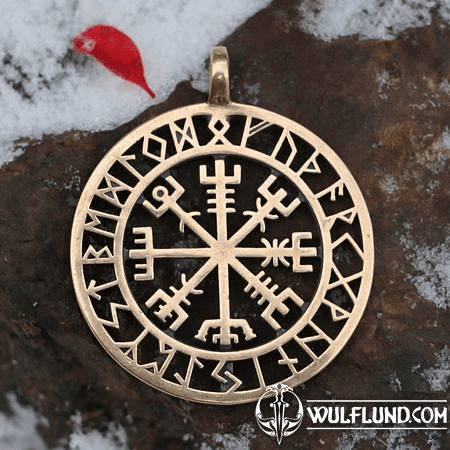 VEGVISIR, ISLÄNDISCHE RUNE, ANHÄNGER, BRONZE