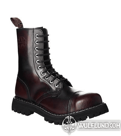 LEATHER BOOTS STEEL BURGUNDY 10-EYELET-SHOES