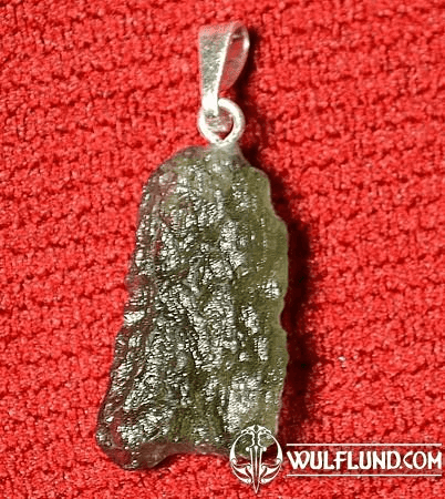 RAW MOLDAVITE SMALL PENDANT, SILVER 925