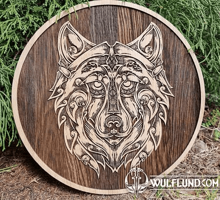 WOLF WALL DECORATION 45CM OAK