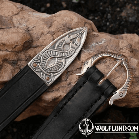 VIKING CEINTURE, BORRE BÊTE, CUIR BRONZE NOIR