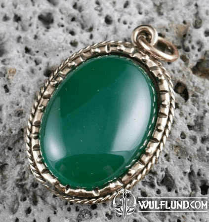 AGATE, VERT, BRONZE, PENDENTIF