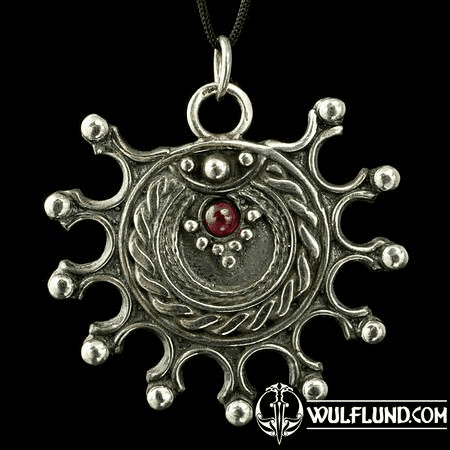 DEVANA, SLAVIC SOLAR PENDANT, SILVER - GARNET