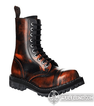 LEATHER BOOTS STEEL ORANGE 10-EYELET-SHOES