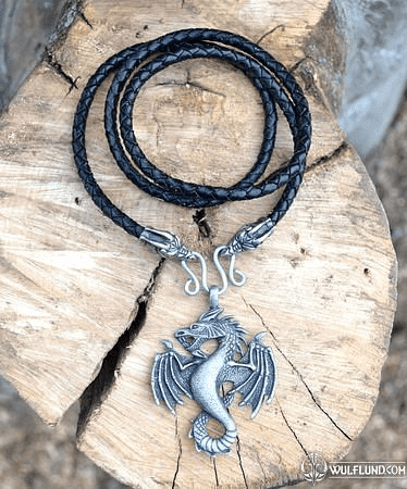 PENDRAGON, DRAGON PENDANT, LEATHER BOLO