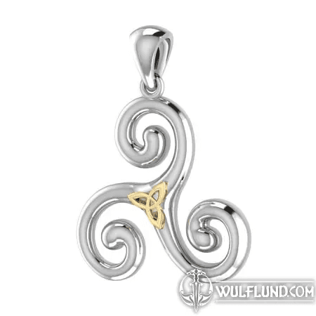 SILVER TRISKELL WITH GOLD PLATED TRIQUETRA, AG 925