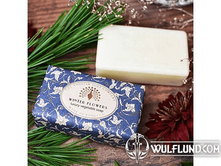 ENGLISH SOAP COMPANY CHRISTMAS SOLID SOAP WINTER FLOWERS - LILAC, YLANG YLANG & ROSE, 190G