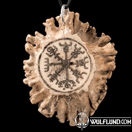 VEGVISIR, RUNE, PENDANT FOR PROTECTION, ANTLER