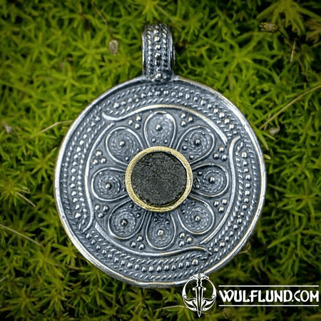 VESNA, PAGAN SILVER PENDANT WITH MOLDAVITE