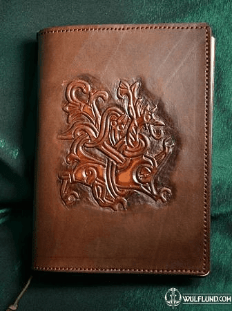 LEATHER BOOK CASE, VIKING DRAGON