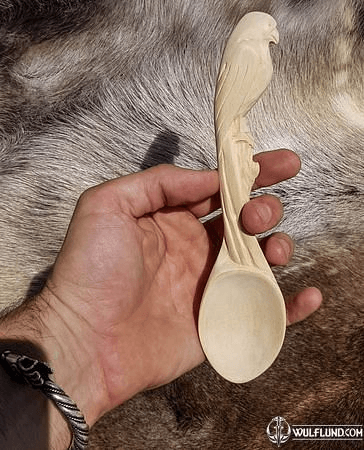 FALCON, CARVED WOODEN SPOON