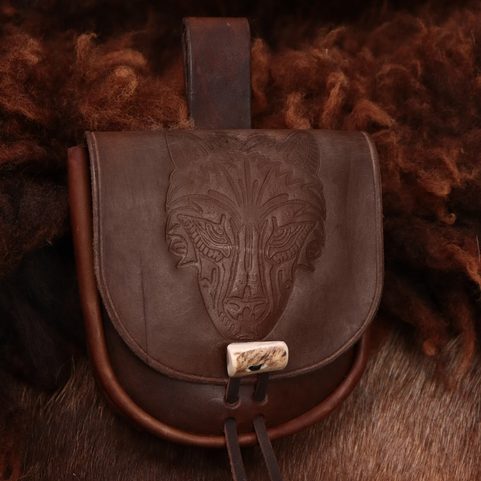 WOLF, LEATHER BAG, BROWN
