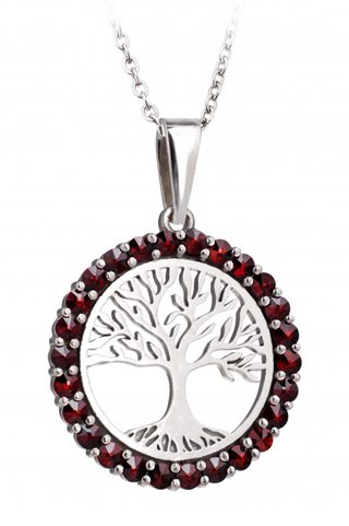 TREE OF LIFE, PENDANT, GARNET, SILVER 925/1000