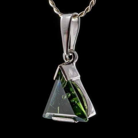 TARA, CZECH MOLDAVITE PENDANT, SILVER