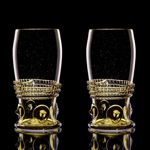 ARCADA, HISTORICAL GREEN GLASS - SET OF 2