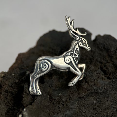 CELTIC DEER - HERNE, STERLING SILVER RIVET FOR LEATHER