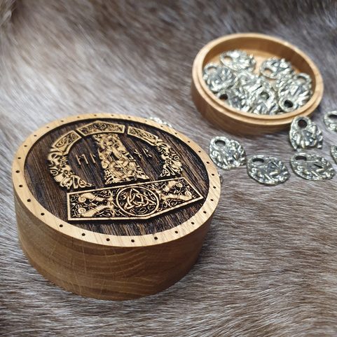 AMULET RUNES - FUTHARK AND BOX, SET, ZINC