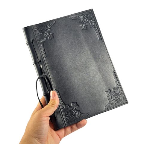GOTHIC, LEATHER NOTEBOOK, LINED, BLACK