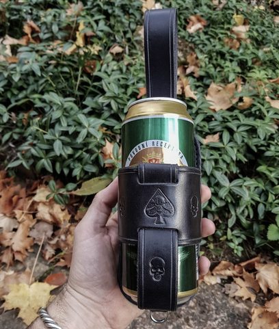 SKULL, DOSENHALTER AUS LEDER