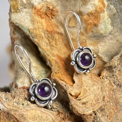 FLAVIA, SILVER EARRINGS, AMETHYST, AG 925/1000