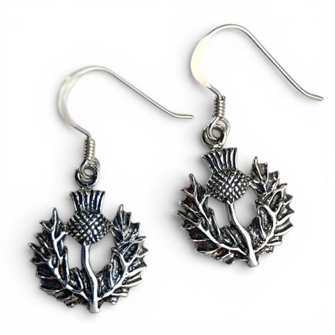 SCOTTISH THISTLE, EARRINGS, SILVER 925/1000