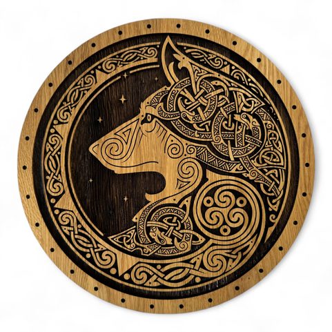 CELTIC WOLF, WOODEN WALL PICTURE 32CM
