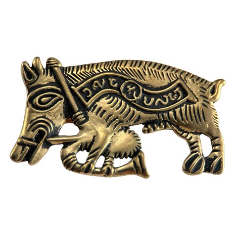 COCHON CORNEMUSEUR - BROCHE MÉDIÉVALE EN BRONZE