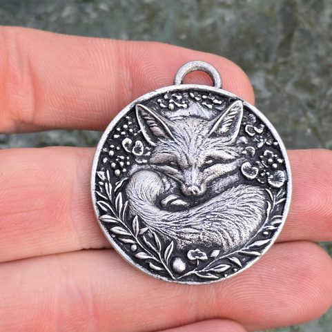 SLEEPING FOX, PENDANT, ZINC