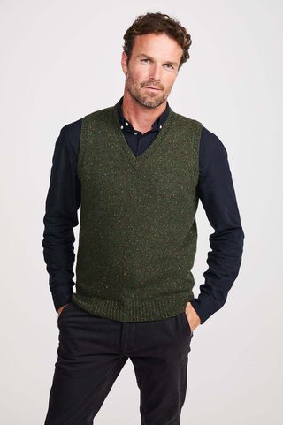 MEN'S KNITTED VEST WITH V-NECK AND NEOPRENE PATTERN