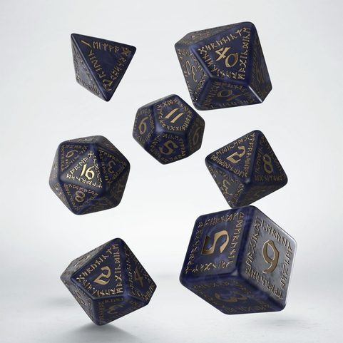 RUNIC MIXED-BLUE &AMP; GOLD DICE SET, RPG DICE SET