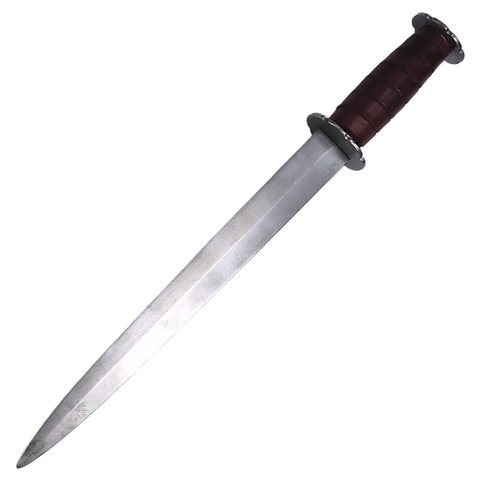 RONDEL OR BOLLOCK DAGGER KUTTENBERG, 14TH CENTURY, BLUNT REPLICA, BROWN