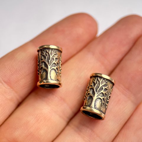 BEARD BEAD WITH TREE, BRONZE