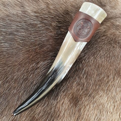 SCOTTISH THISTLE, LEATHER HORN HOLDER, BROWN