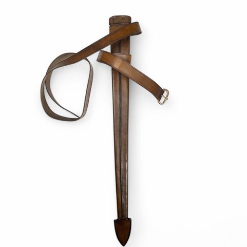 LEATHER SCABBARD FOR ONE-HANDED SWORD, BROWN