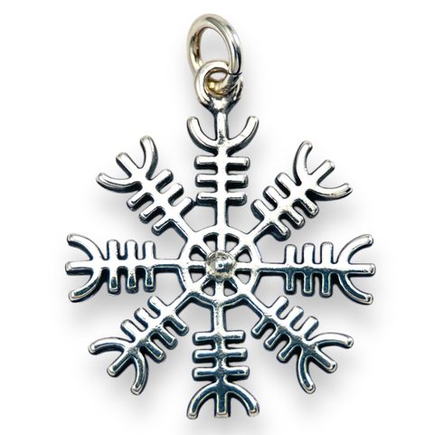 AEGISHJALMUR, ISLÄNDISCHE MAGISCHE RUNE, AMULETT, SILBER 925