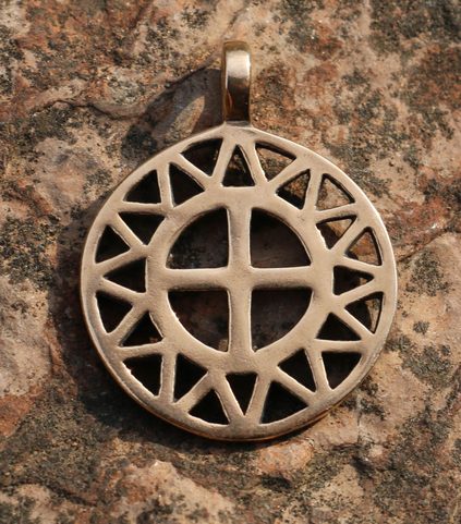 SUN AND CROSS, BRONZE PENDANT