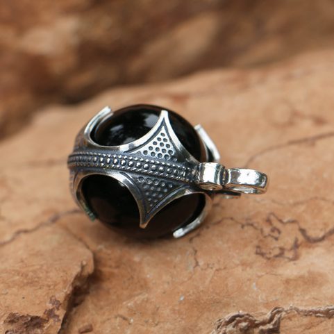 ONYX, VIKING BALL PENDANT, GOTLAND, SILVER