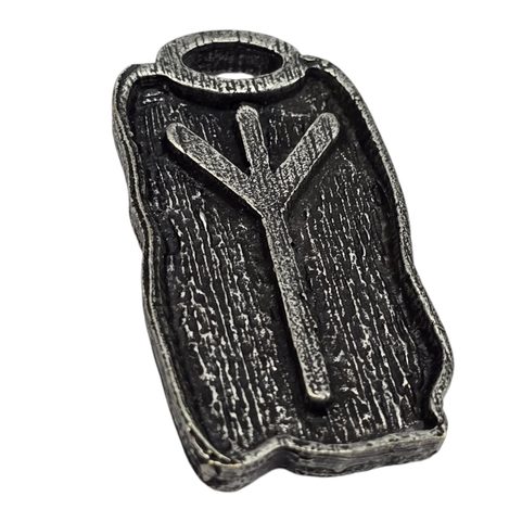 ALGIZ - AMULETTE RUNIQUE ZINC ARGENT ANTIQUE
