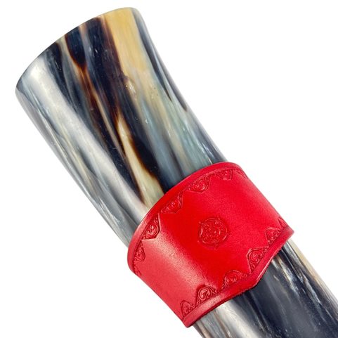 FLEUR, PORTE-CORNE EN CUIR, ROUGE