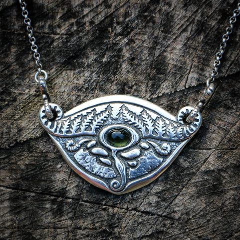 SPRING OF THE MOLDAU - MOLDAVITE, SILVER NECKLACE