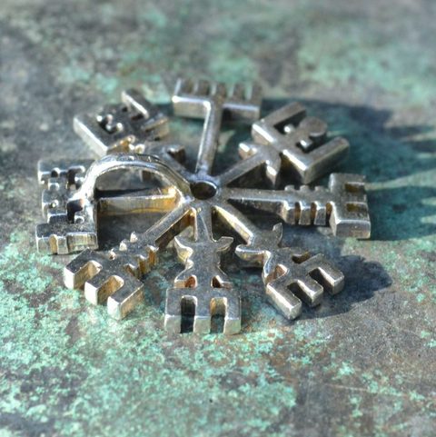 VEGVISIR, RUNE, PENDANT FOR PROTECTION, STERLING SILVER