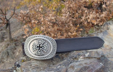 CELTIC CROSS BUCKLE, LEATHER BELT