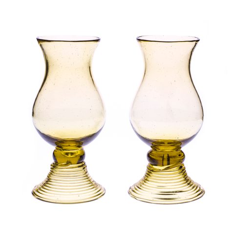 RUM GLASSES, GREEN FOREST GLASS SET OF 2