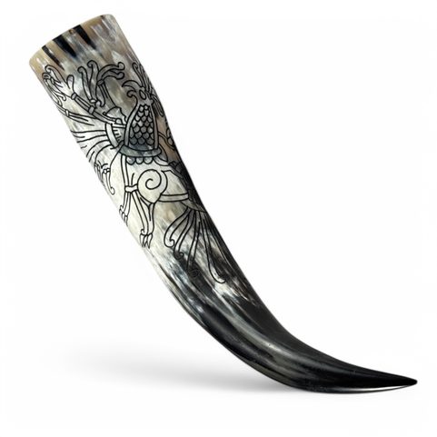VIKING, CARVED DRINKING HORN