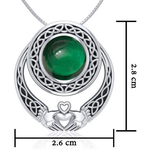 GRAND PENDENTIF CLADDAGH, VERT, AG 925