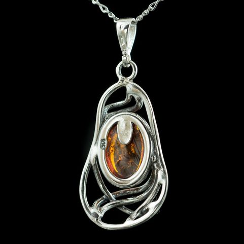 WERA, AMBER PENDANT, STERLING SILVER