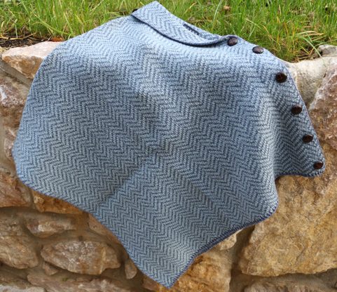 GORMELIA HERRINGBONE MERINO WOOL IRISH PONCHO